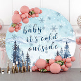 Lofaris Its Cold Outside Snow Round Baby Shower Backdrop